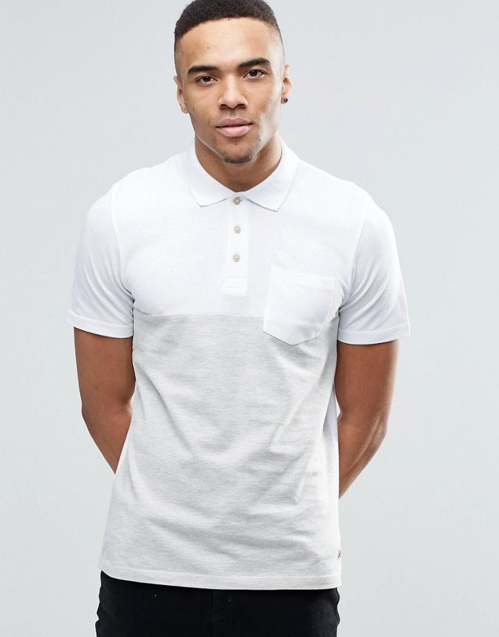 Jack & Jones Color Block Polo Shirt - White