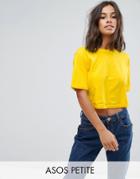 Asos Petite Crop T-shirt In Oversized Boxy Fit - Yellow
