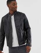 Barneys Originals Leather Jacket - Black