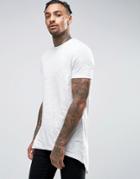 Asos Super Longline T-shirt With Raw Neck And Scoop Back Hem In Textur