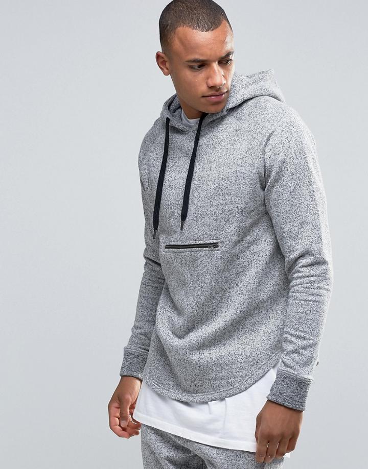 D-struct Middle Zip Overhead Hoodie - Gray