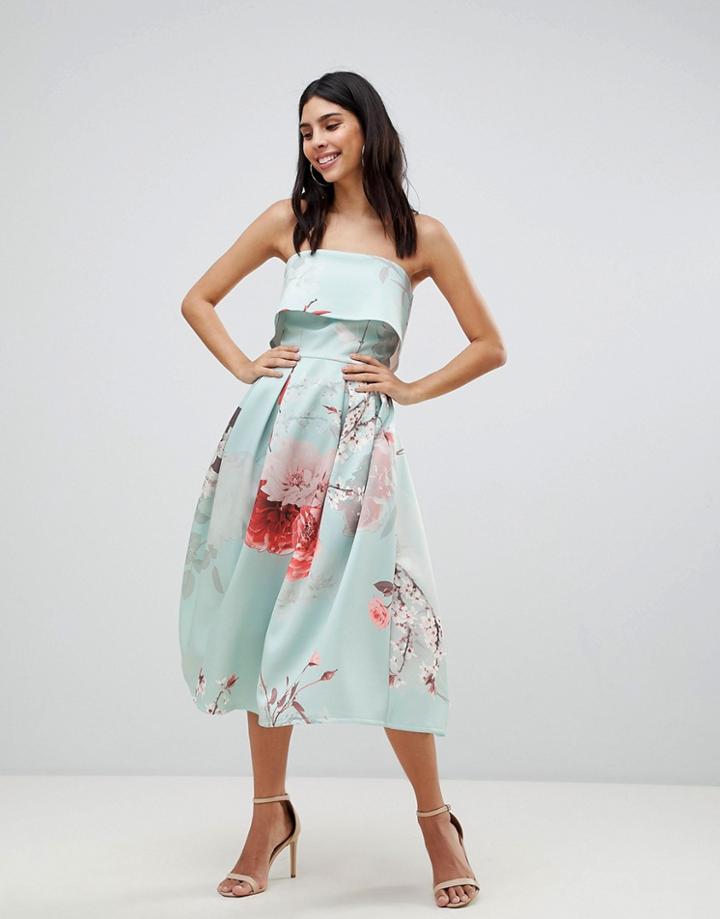 True Violet Bandeau Volume Midi Dress - Multi