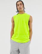 Asos Design Relaxed Sleeveless T-shirt With Dropped Armhole In Neon Yellow - Yellow