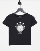 Monki Molly Organic Cotton Sun Print 90s T-shirt In Black
