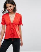 Asos Tie Detail Blouse - Red