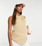 Asos Design Maternity Oversized Tank Top In Linen Mix In Sand-neutral
