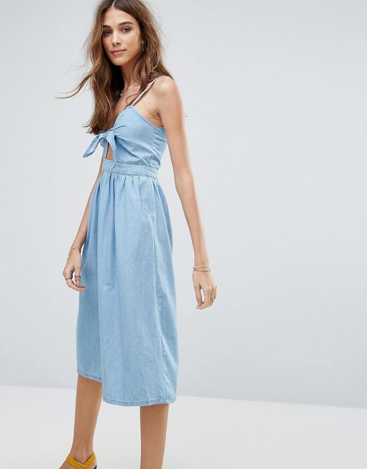 New Look Bow Front Midi Dress - Black