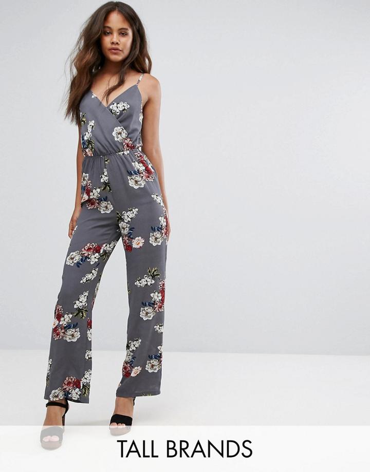 New Look Tall Floral Print Jumpsuit - Black