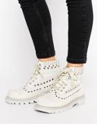 Cat Colorado Studded Lace Up Flat Boot - White