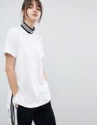 Adidas Originals Adicolor Longline T-shirt With Three Stripe High Neck - Black