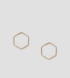 Orelia Gold Plated Hexagon Hoop Earrings - Gold