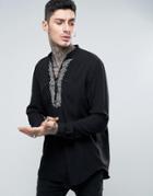 Asos Viscose Tunic With Embroidery In Regular Fit - Black