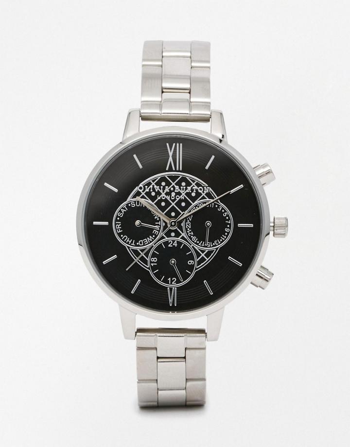 Olivia Burton Silver Big Dial Chrono Watch - Silver