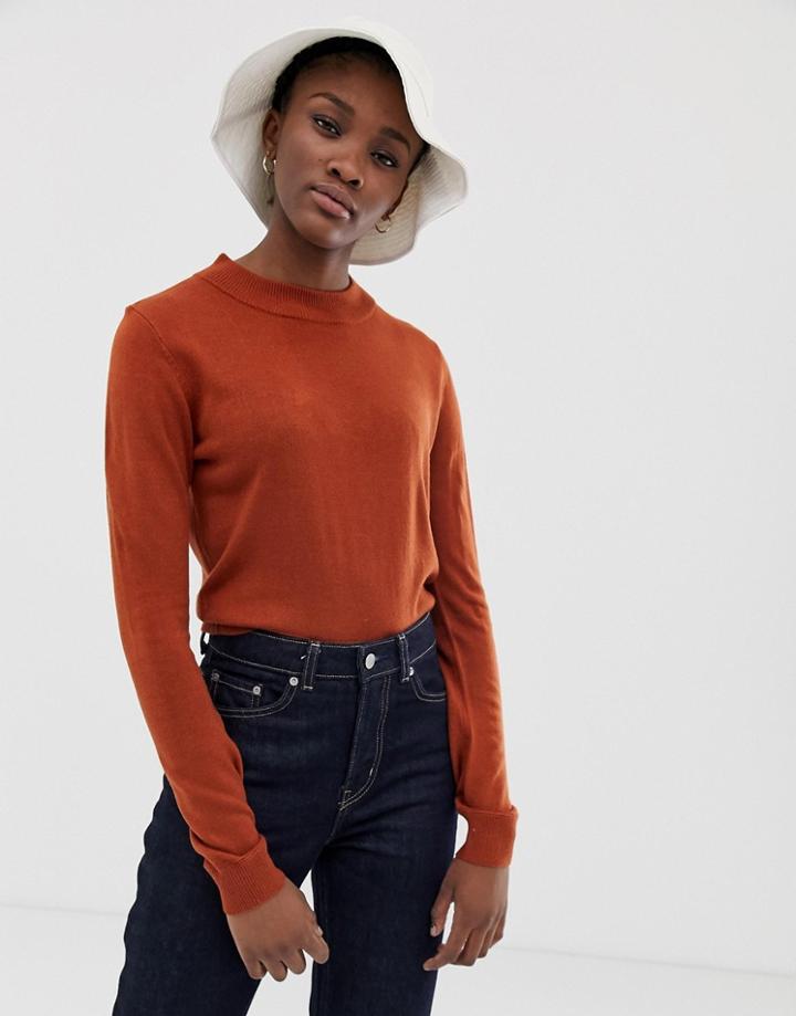 Asos Design Fine Knit Crop Sweater-red