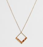 Glamorous Exclusive Resin Sqaure Pendant Necklace-gold
