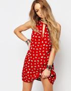 Reclaimed Vintage Sleeveless Tunic Dress In Red Floral - Red