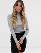 Pieces Stripe Long Sleeve Top - White