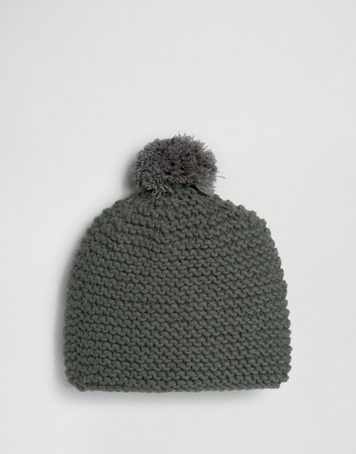 Hat Attack Knit Beanie With Knit Pom - Gray