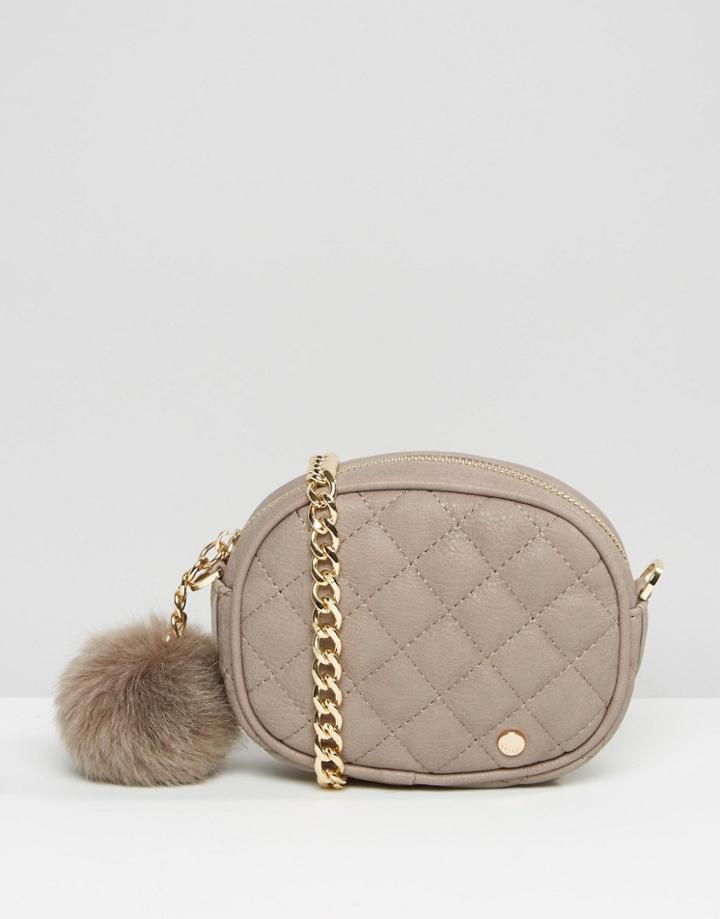 Dune Quilted Micro Bag With Pom In Gray - Gray