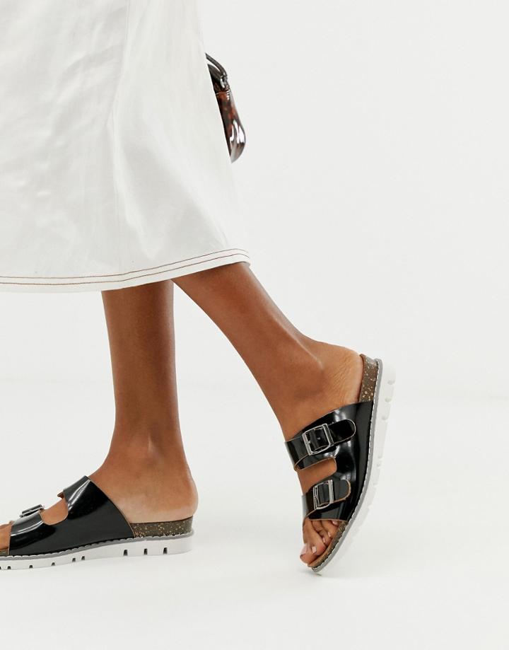 Xti Flatform Buckle Sliders - Black