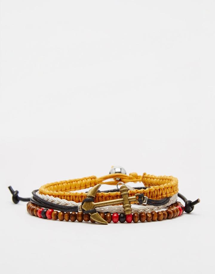 Asos Ditsy Bracelet Pack With Anchor - Multi