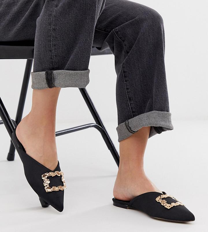 Asos Design Wide Fit Luminate Embellished Mules In Black - Black