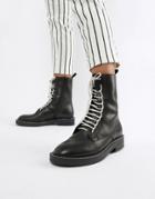 Asos Design Alarm Leather Lace Up Boots - Black