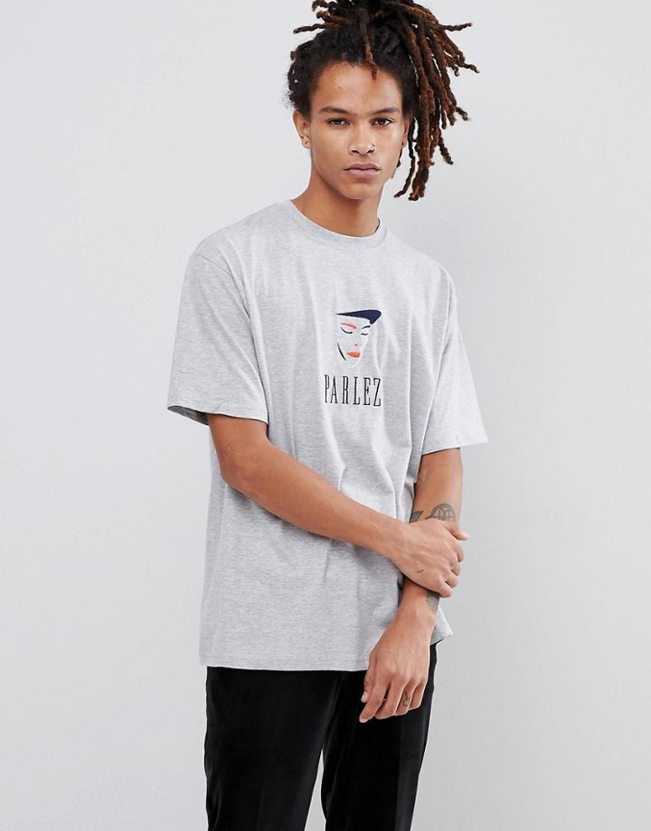 Parlez T-shirt With Face Design In Gray - White