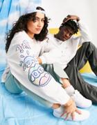 Asos Daysocial Unisex Oversized Long Sleeve T-shirt With Back And Sleeve Graphic Prints In White
