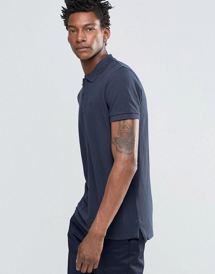 Celio Straight Fit Polo With Chest Crest - Navy
