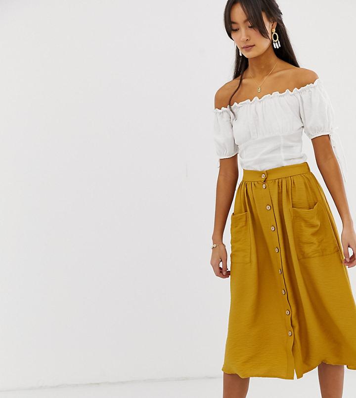 New Look Midi Skirt In Yellow - Yellow