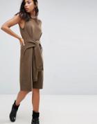 Nytt Sleeveless Dress With Faux Sleeve Tie - Brown