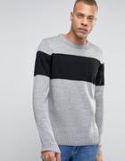 Produkt Knitted Sweater With Stripe - Gray