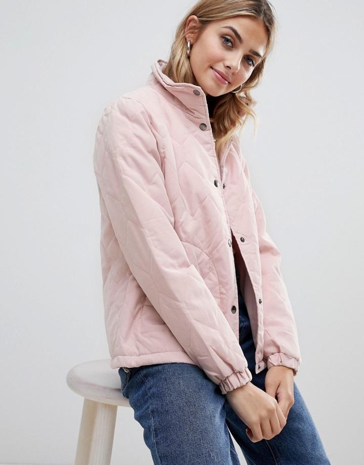 Jdy Serena Quilted High Neck Jacket - Pink