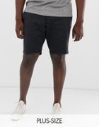 French Connection Plus Slim Fit Peached Cotton Chino Shorts-navy