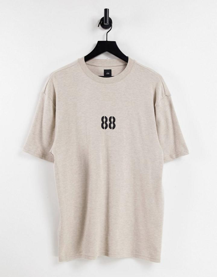 River Island T-shirt With Collegiate Print In Ecru-neutral