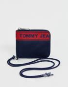 Tommy Jeans Zip Around Card Holder With Cord And Tape Detail In Navy - Navy