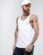 Asos Extreme Racer Back Tank With Curved Hem - White
