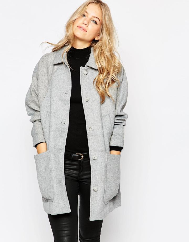 Parka London Oversized Wool Coat - Light Gray