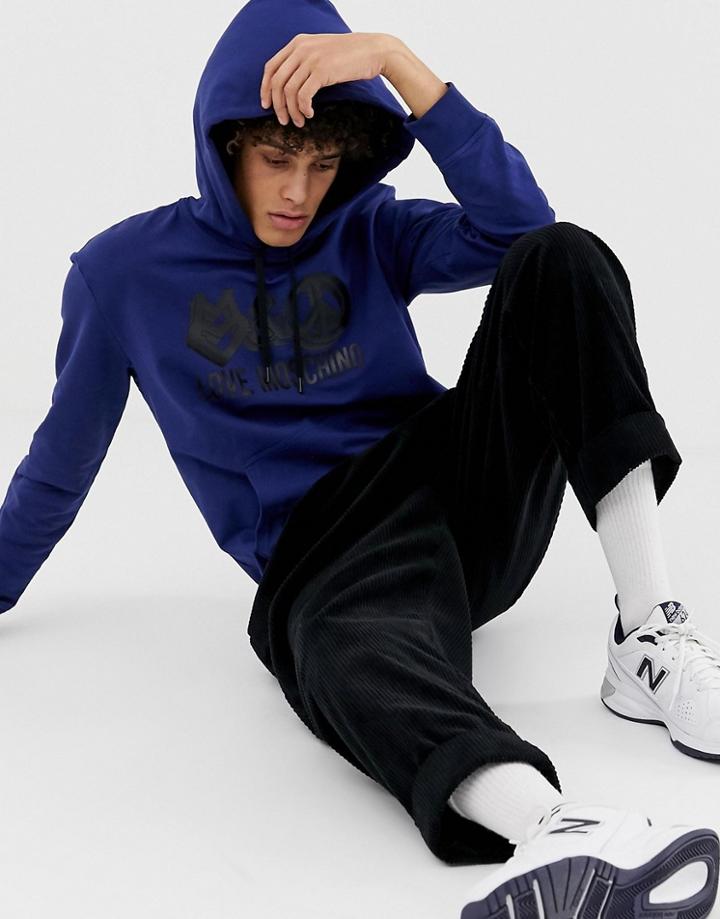 Love Moschino Logo Hoodie - Blue