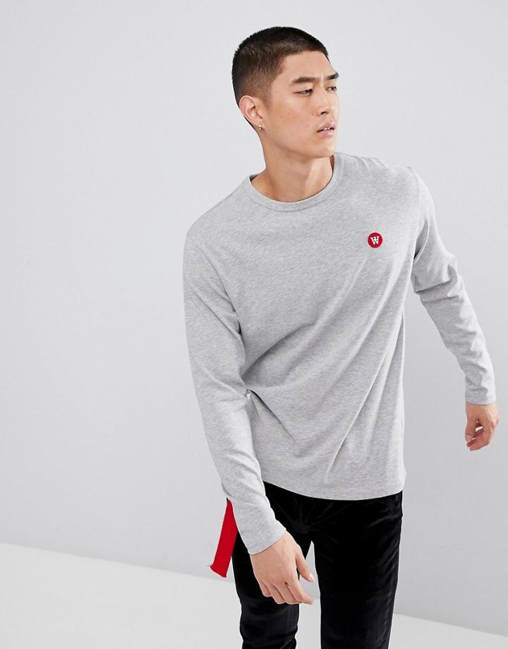 Wood Wood Long Sleeve T-shirt With Aa Logo In Gray - Gray