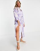 Inwear Graphic Print Floaty Shirt Dress In Lilac-multi