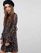 New Look Floral And Sequin Mesh Tunic Dress - Black