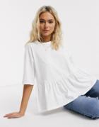 Asos Design Casual Smock Top-white