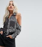 Sisters Of The Tribe Cold Shoulder Shirt In Mix And Match Print - Black