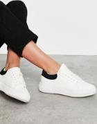 Miss Selfridge Black Tab Sneakers In White