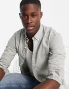 Polo Ralph Lauren Player Logo Slim Fit Twill Shirt In Gray