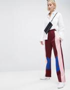 Asos Track Pant Pants With Color Block Detail - Red