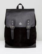 Asos Backpack In Leather And Suede Mix - Black