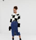 Collusion Denim Midi Skirt In Classic Blue - Blue
